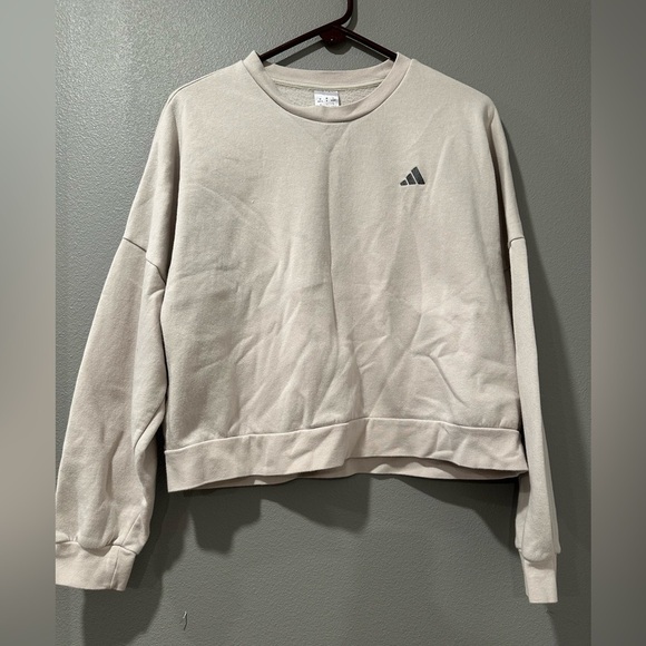 Adidas women's cropped sweatshirt, size M,cream color, relaxed style - Picture 2 of 6